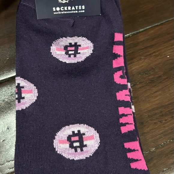 Sockrates Bitcoin Themed Purple and Pink Socks 2 pair - Picture 2 of 4